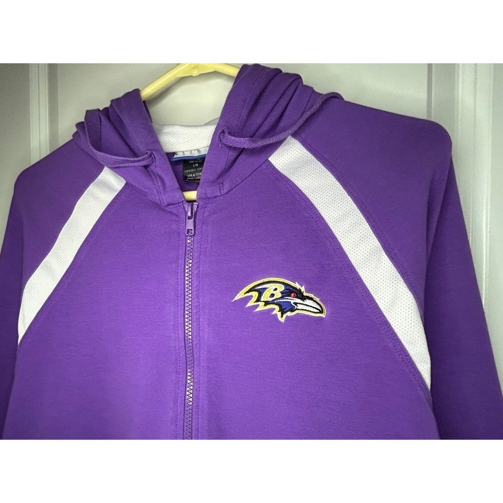 Vintage Y2k NFL Baltimore Ravens Embroidery Reebok Full Zip Hoodie Jacket Large